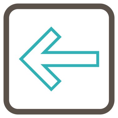 Ok sol vektör simgesi bir çerçeve içinde