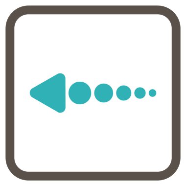 Ok sol vektör simgesi bir çerçeve içinde