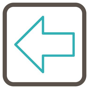 Ok sol vektör simgesi bir çerçeve içinde