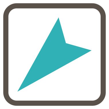 Ok ucu sol aşağı vektör simgesi bir çerçeve içinde