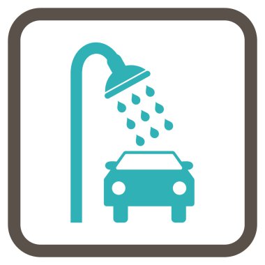 Araba duş vektör simgesi bir çerçeve içinde