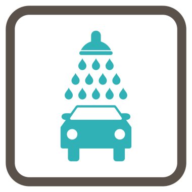 Araba duş vektör simgesi bir çerçeve içinde