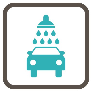 Oto yıkama vektör simgesi bir çerçeve içinde