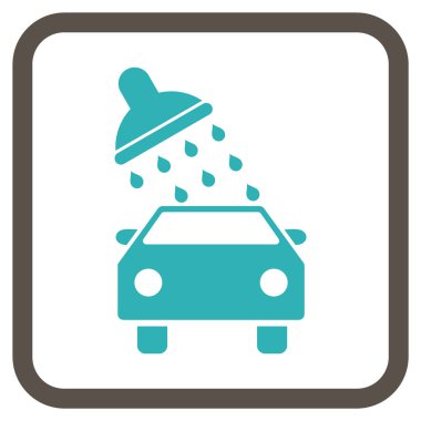 Oto yıkama vektör simgesi bir çerçeve içinde