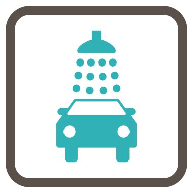 Oto yıkama vektör simgesi bir çerçeve içinde