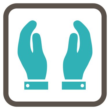 Bakım el vektör simgesi bir çerçeve içinde