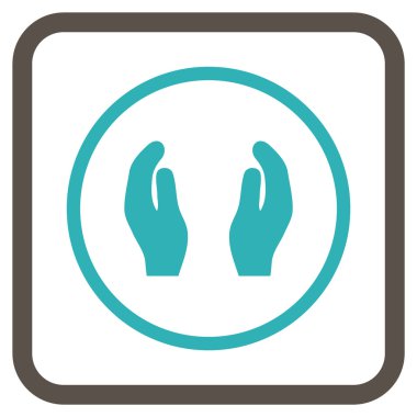 Bakım el vektör simgesi bir çerçeve içinde