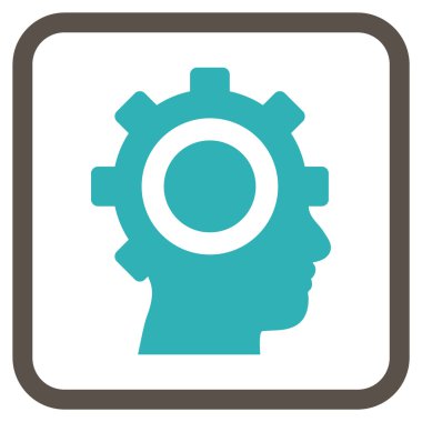 Cyborg dişli vektör simgesi bir çerçeve içinde