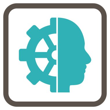 Cyborg dişli vektör simgesi bir çerçeve içinde