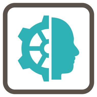 Cyborg dişli vektör simgesi bir çerçeve içinde