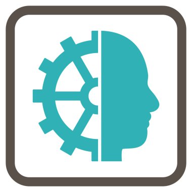 Cyborg dişli vektör simgesi bir çerçeve içinde