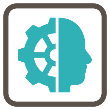 Cyborg dişli vektör simgesi bir çerçeve içinde