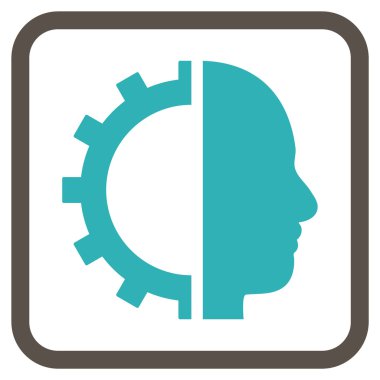 Cyborg dişli vektör simgesi bir çerçeve içinde