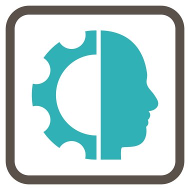 Cyborg dişli vektör simgesi bir çerçeve içinde