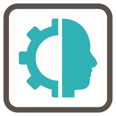 Cyborg dişli vektör simgesi bir çerçeve içinde