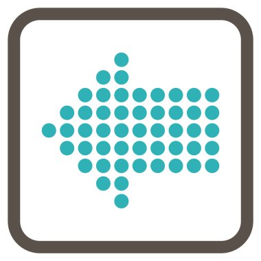 Noktalı ok sol vektör simgesi bir çerçeve içinde