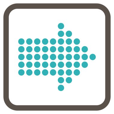 Noktalı ok doğru vektör simgesi bir çerçeve içinde