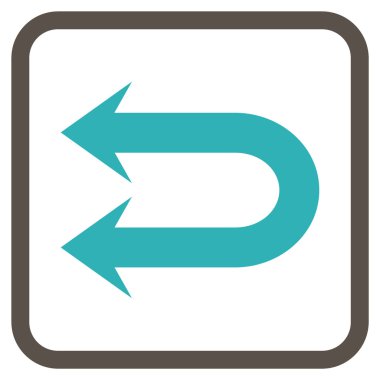 Çift sol ok vektör simgesi bir çerçeve içinde