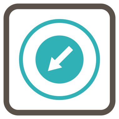 Aşağı sol yuvarlak ok vektör simgesi bir çerçeve içinde