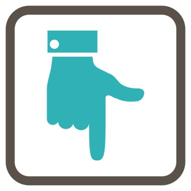 Vektör simgesi bir çerçeve içinde aşağı el işaretçisi