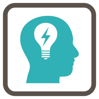 Kafası ampul vektör simgesi bir çerçeve içinde