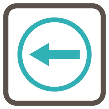 Sol ok vektör simgesi bir çerçeve içinde yuvarlak