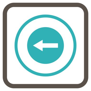 Sol ok vektör simgesi bir çerçeve içinde yuvarlak