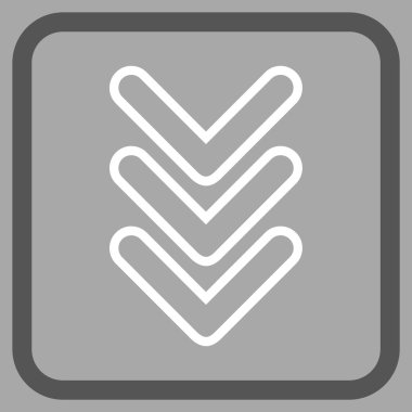 İşaretçi vektör simgesi bir çerçeve içinde aşağı üçlü