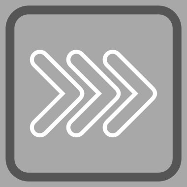 İşaretçi doğru vektör simgesi bir çerçeve içinde üçlü