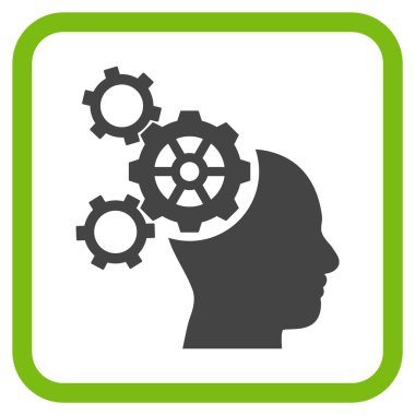 Beyin mekanik vektör simgesi bir çerçeve içinde