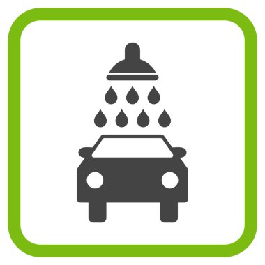 Oto yıkama vektör simgesi bir çerçeve içinde