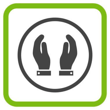 Bakım el vektör simgesi bir çerçeve içinde