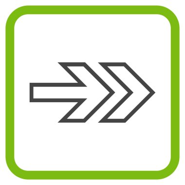 Yöne doğru vektör simgesi bir çerçeve içinde