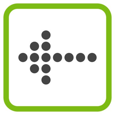 Noktalı ok sol vektör simgesi bir çerçeve içinde