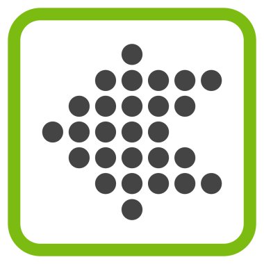 Noktalı ok sol vektör simgesi bir çerçeve içinde