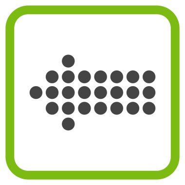 Noktalı ok sol vektör simgesi bir çerçeve içinde