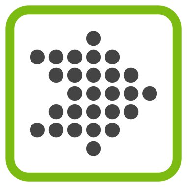 Noktalı ok doğru vektör simgesi bir çerçeve içinde