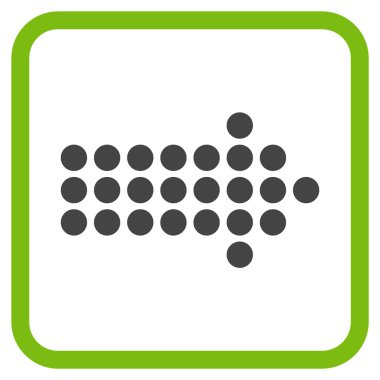 Noktalı ok doğru vektör simgesi bir çerçeve içinde