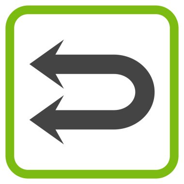 Çift sol ok vektör simgesi bir çerçeve içinde