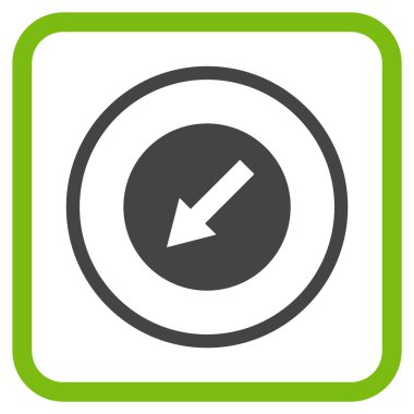 Aşağı sol yuvarlak ok vektör simgesi bir çerçeve içinde