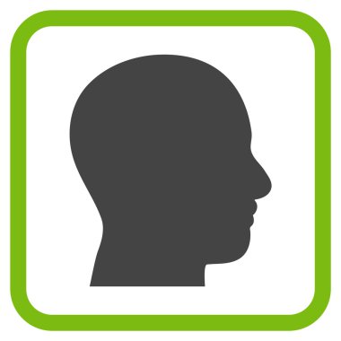 Kafa vektör simgesi bir çerçeve içinde profil
