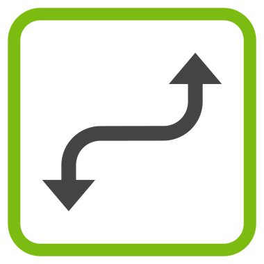 Tam tersi ok vektör simgesi bir çerçeve içinde kavisli