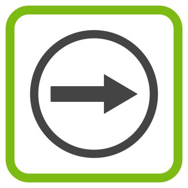 Sağ ok vektör simgesi bir çerçeve içinde yuvarlak