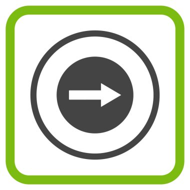 Sağ ok vektör simgesi bir çerçeve içinde yuvarlak