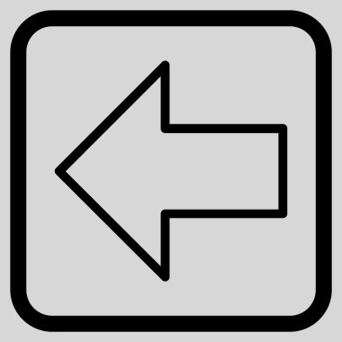 Ok sol vektör simgesi bir çerçeve içinde