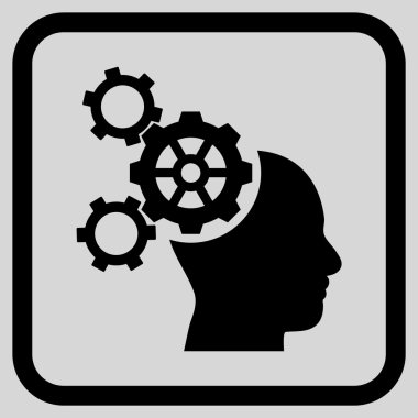 Beyin mekanik vektör simgesi bir çerçeve içinde