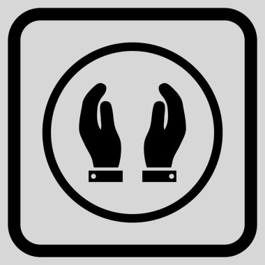 Bakım el vektör simgesi bir çerçeve içinde