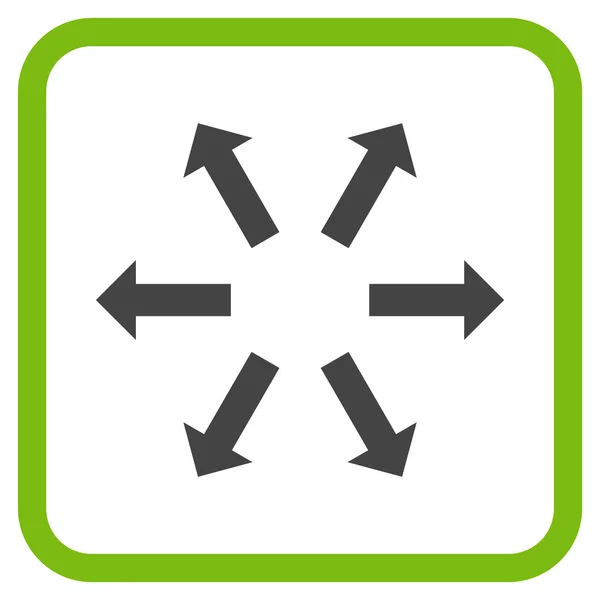 Icône vectorielle de flèches radiales dans un cadre — Image vectorielle