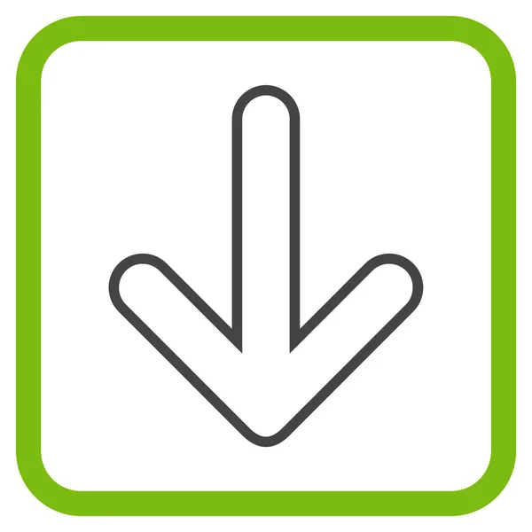 Arrotondato freccia giù vettoriale icona in un frame — Vettoriale Stock
