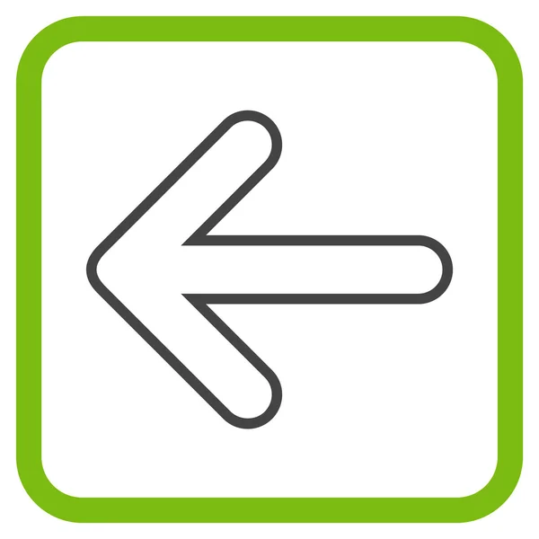 Rundad pil vänster vektor-ikonen i en ram — Stock vektor